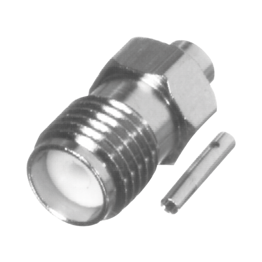 Conector SMA Hembra en LÃ­nea para Cable Semi-RÃ­gido de 0.085" de DiÃ¡metro, Grupo SR1, NÃ­quel/ Oro/ TeflÃ³n.