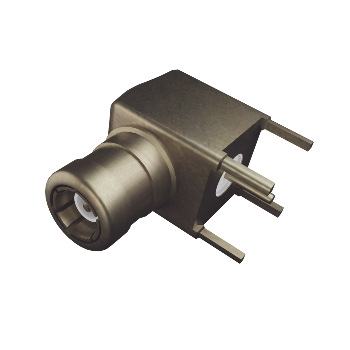 Conector SMB Macho (PIN Hembra) en Ãngulo Recto, con Terminal y 4 Patas para Montaje en PCB, Oro/ Oro/ TeflÃ³n.?