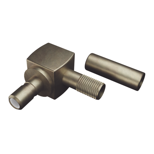 Conector SSMB Hembra en Ãngulo Recto, Anillo Plegable para Cable RG-316/U, Grupo B, Oro/ Oro/ TeflÃ³n.