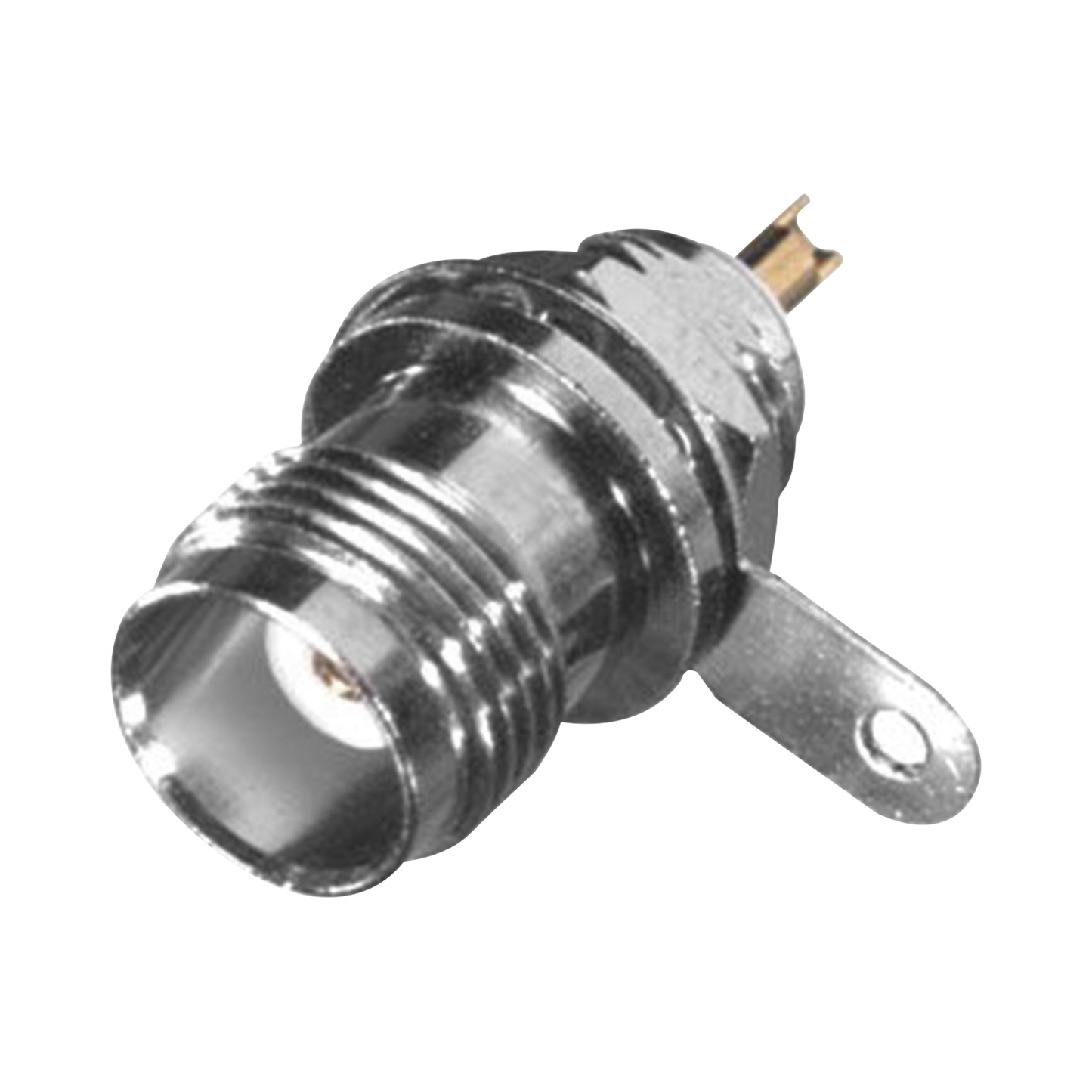 Conector TNC Hembra de Rosca Izquierda para Panel Frontal, NÃ­quel/ Oro/ TeflÃ³n.