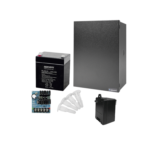 Kit con Fuente ALTRONIX ( AL624 ) con salida  de 12 Vcc a 0.75 Amper, incluye transformador y baterÃ­a de 4.5 Amper