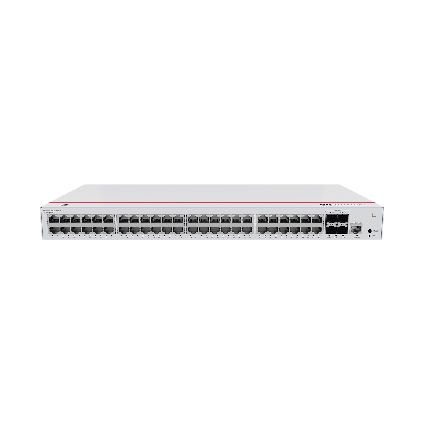 Switch Gigabit Administrable PoE Capa 2 / 48 puertos 10/100/1000 Mbps (PoE) / 4 Puertos SFP+ Uplink / 380W / PoE Perpetuo / AdministraciÃ³n Nube Gratis