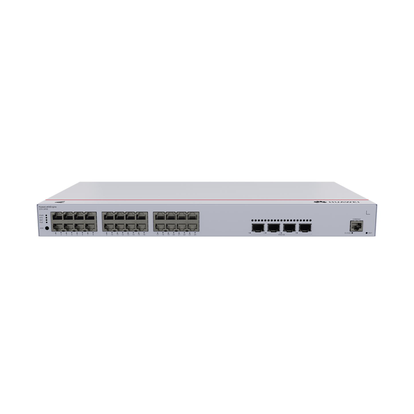 Switch Gigabit Administrable PoE Capa 3 / 24 puertos 10/100/1000 Mbps (PoE) / 4 Puertos SFP+ Uplink / 400W / PoE Perpetuo / iStack / AdministraciÃ³n Nube Gratis