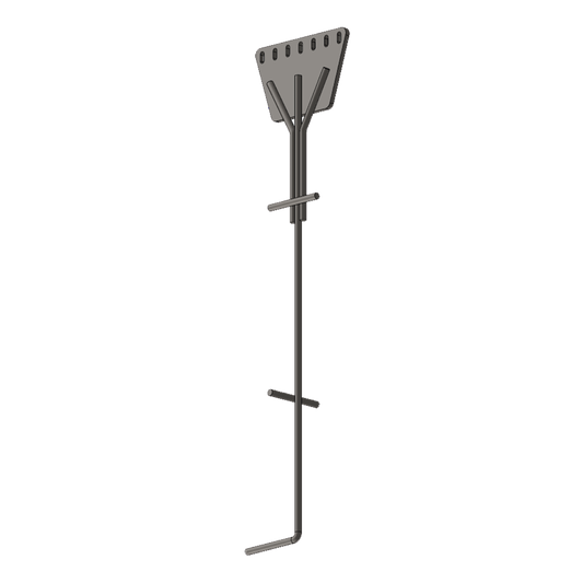 Ancla de Piso Tipo Paleta 7 Orificios para Retenida. Placa: 3/4", Redondo: 1", Altura: 210 cm. Galv. Inmersión.
