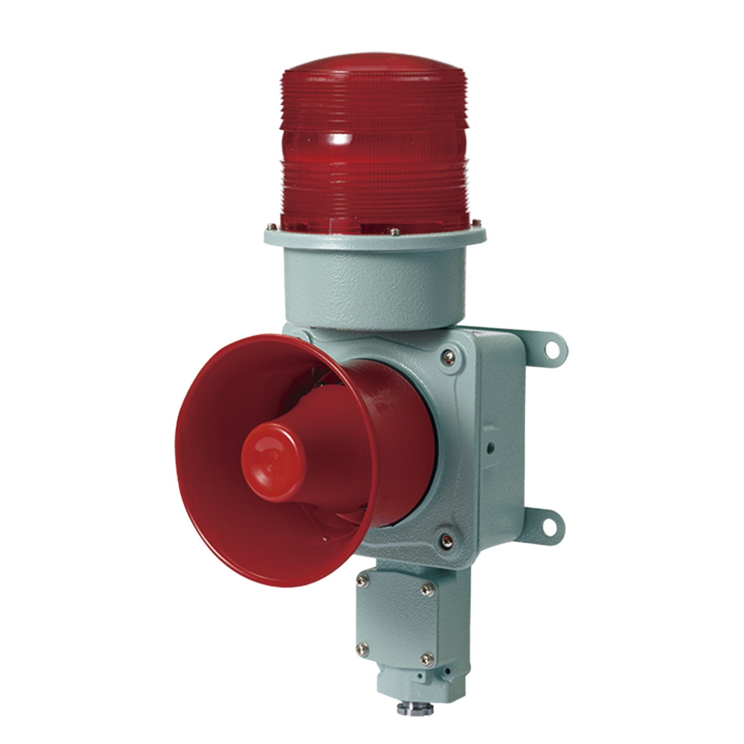 CombinaciÃ³n de baliza LED color roja con sirena electrÃ³nica para aplicaciones de la industria pesada  mÃ¡x.114 dB a 24 VCD