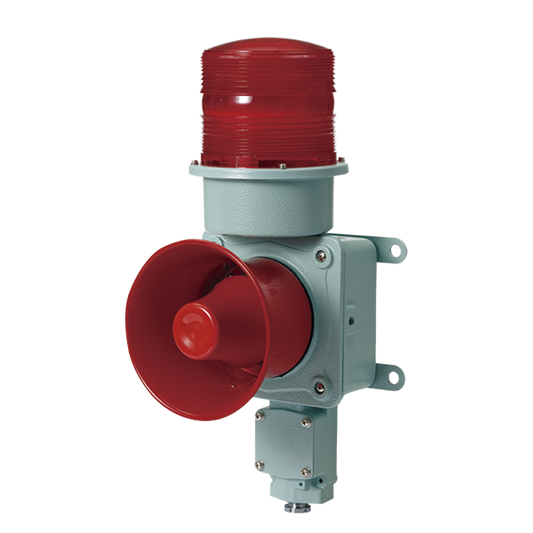 CombinaciÃ³n de baliza LED color roja con sirena electrÃ³nica para aplicaciones de la industria pesada  mÃ¡x.114 dB a 24 VCD