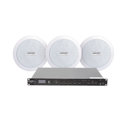 KIT de Amplificador de 120W para Rack SF120DTB | 3 Altavoces de PlafÃ³n de 5.5in SF-206P | 3.75 - 30W | Sistema 70/100V