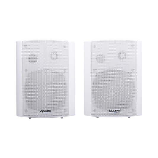 Altavoces Amplificada de Montaje en Pared 5"+1.5" | RMS 20W@8ohms y Pasivo 20W | Material ABS | Reja MetÃ¡lica | Bracket de Metal | Color Blanco