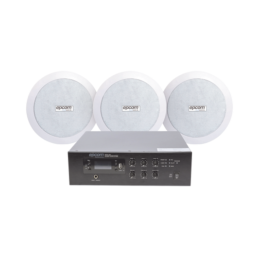 KIT de Amplificador de 120W para Escritorio | 3 Altavoces de PlafÃ³n de 5.5in | 3.75 - 30W | Sistema 70/100V