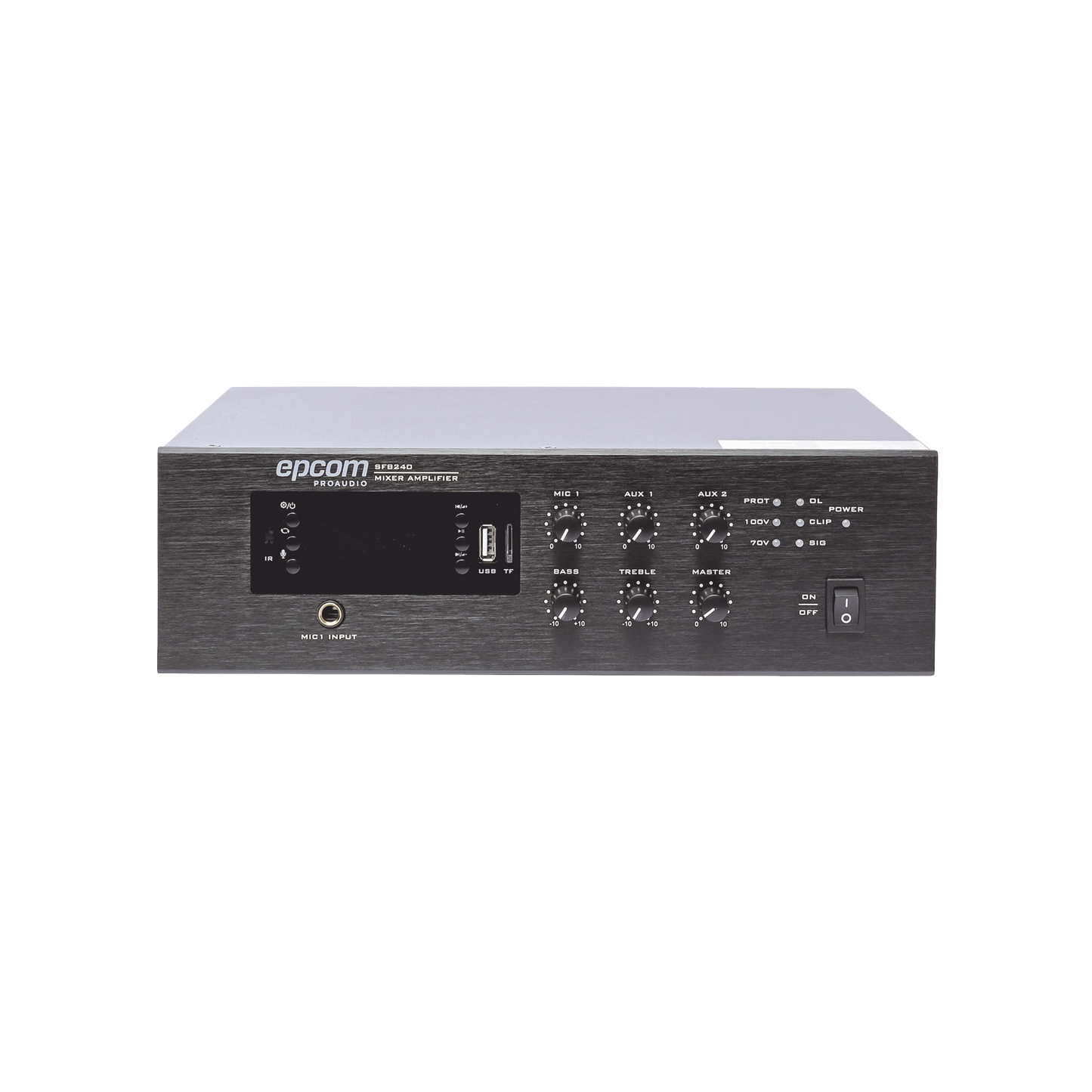 Mini Amplificador de Audio Mezclador | 240W RMS | Sistema 70/100V | MP3 | Tuner | Bluetooth | Musica ambiental y Voceo