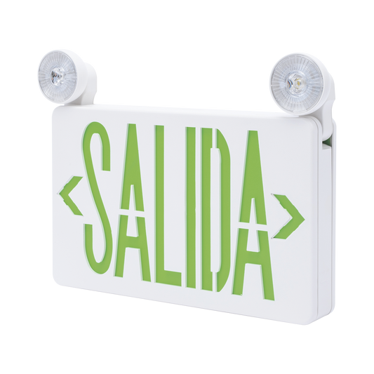 Letrero de Emergencia LED DUAL de SALIDA con Luz de Emergencia/Montaje Universal (pared, lateral o Techo)/BaterÃ­a de Respaldo Incluida