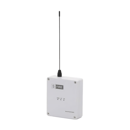 Transmisor inalÃ¡mbrico / Alimentado a 12Vcc / Entrada de 2 contactos secos NA / Distancia mÃ¡xima de transmisiÃ³n 2500 metros (Linea de vista)