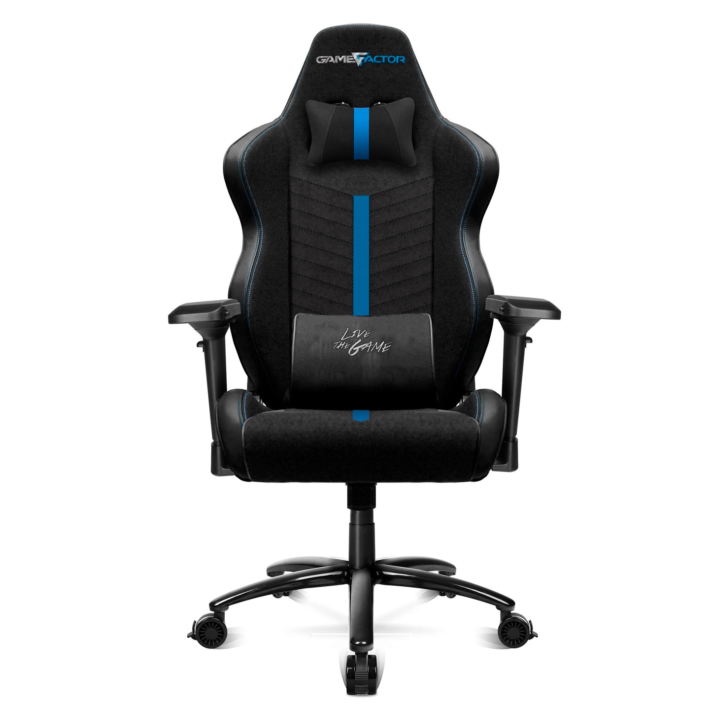 Silla GAME FACTOR CGC601XL, Gamer, Asiento acolchado, Negro/Azul, Poliuretano