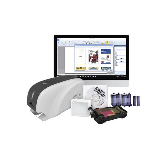Kit Impresora de tarjetas PVC/ Una Cara /incluye: 2 x Ribbons, 100 Tarjetas PVC, Software, Kit Limpieza, Garantia 3 AÃ±os, Mascara de Seguridad OV