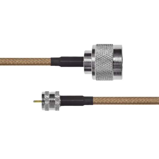 Jumper de Cable Coaxial RG-142/U de 180 cm y Conectores N Macho a Mini-UHF Macho.