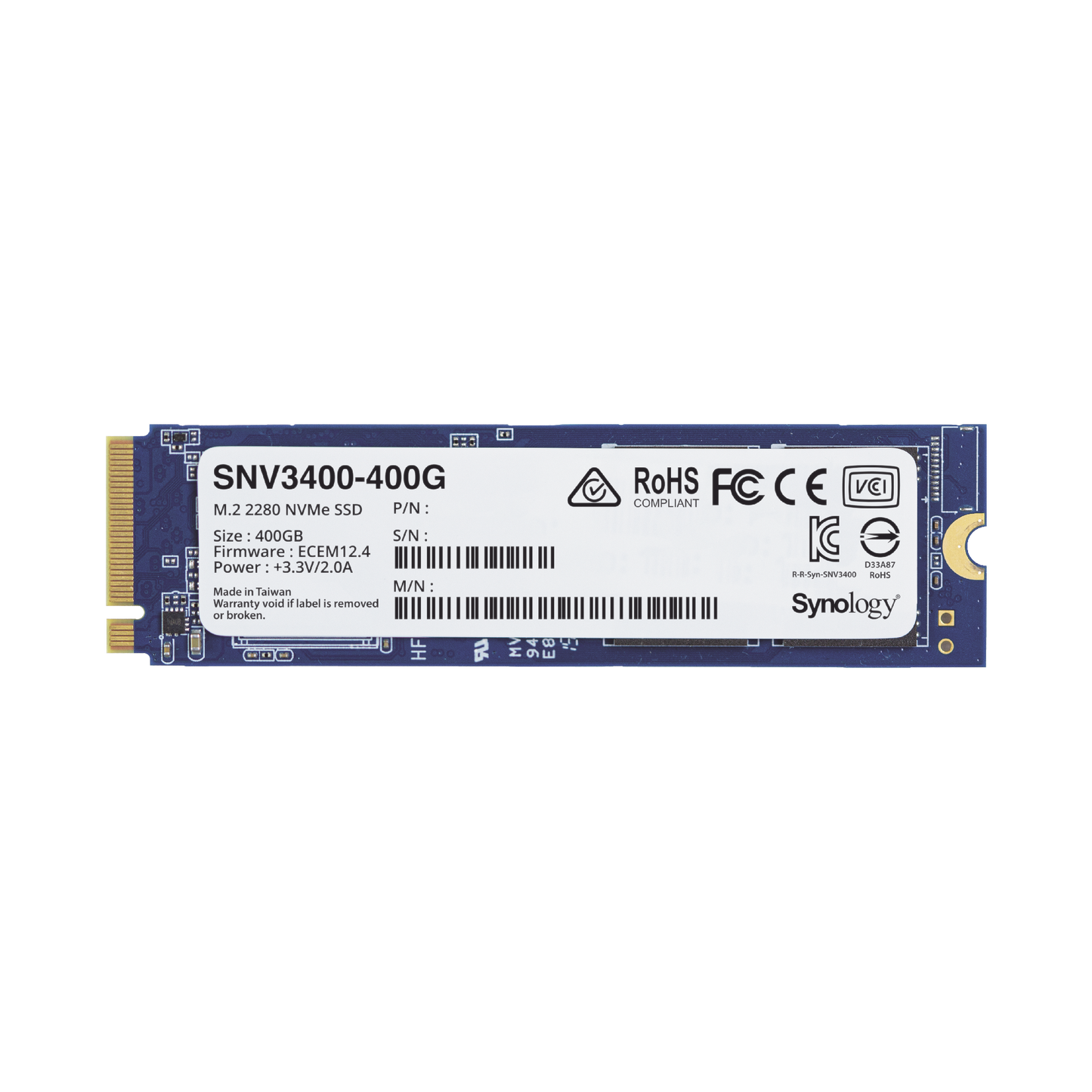 SSD 400GB NVMe M.2 2280, diseÃ±ada para Synology NAS con ranuras M.2 integradas