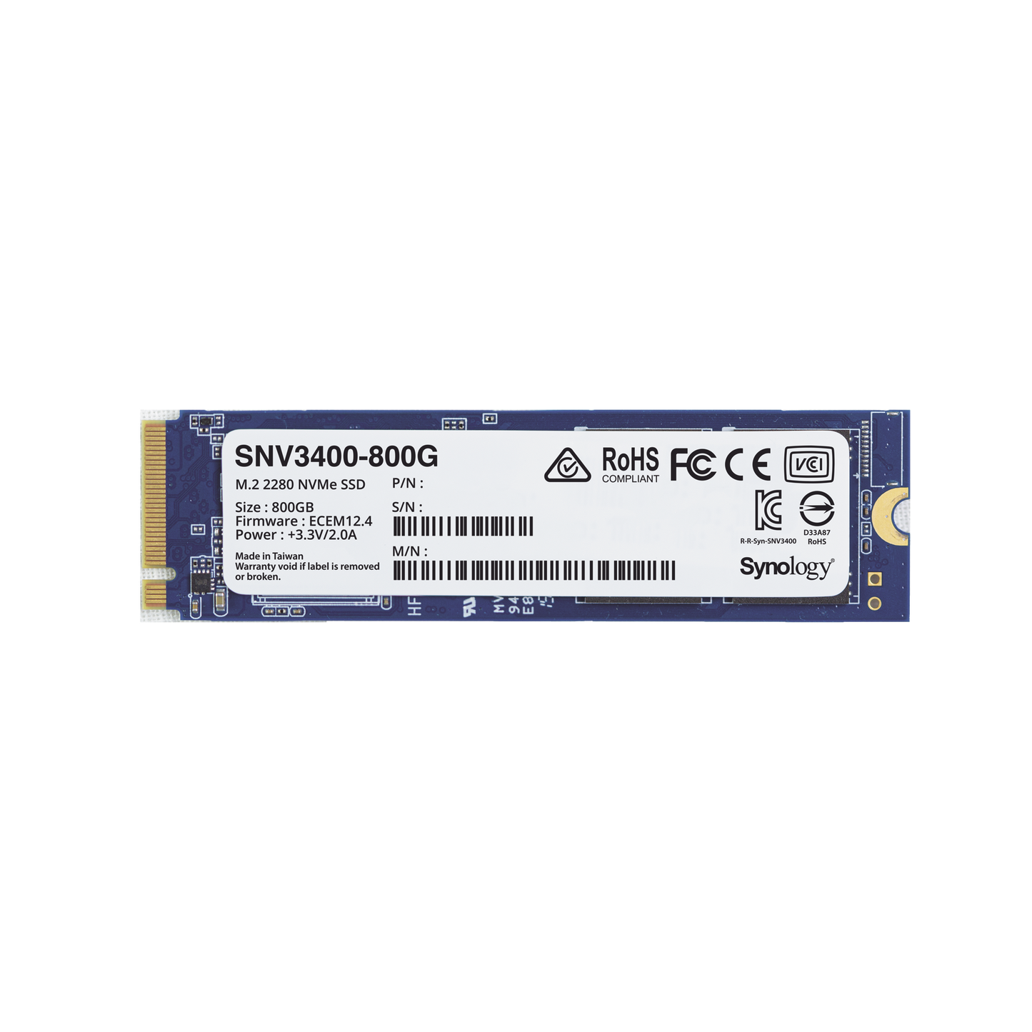 SSD 800GB NVMe M.2 2280, diseÃ±ada para Synology NAS con ranuras M.2 integradas
