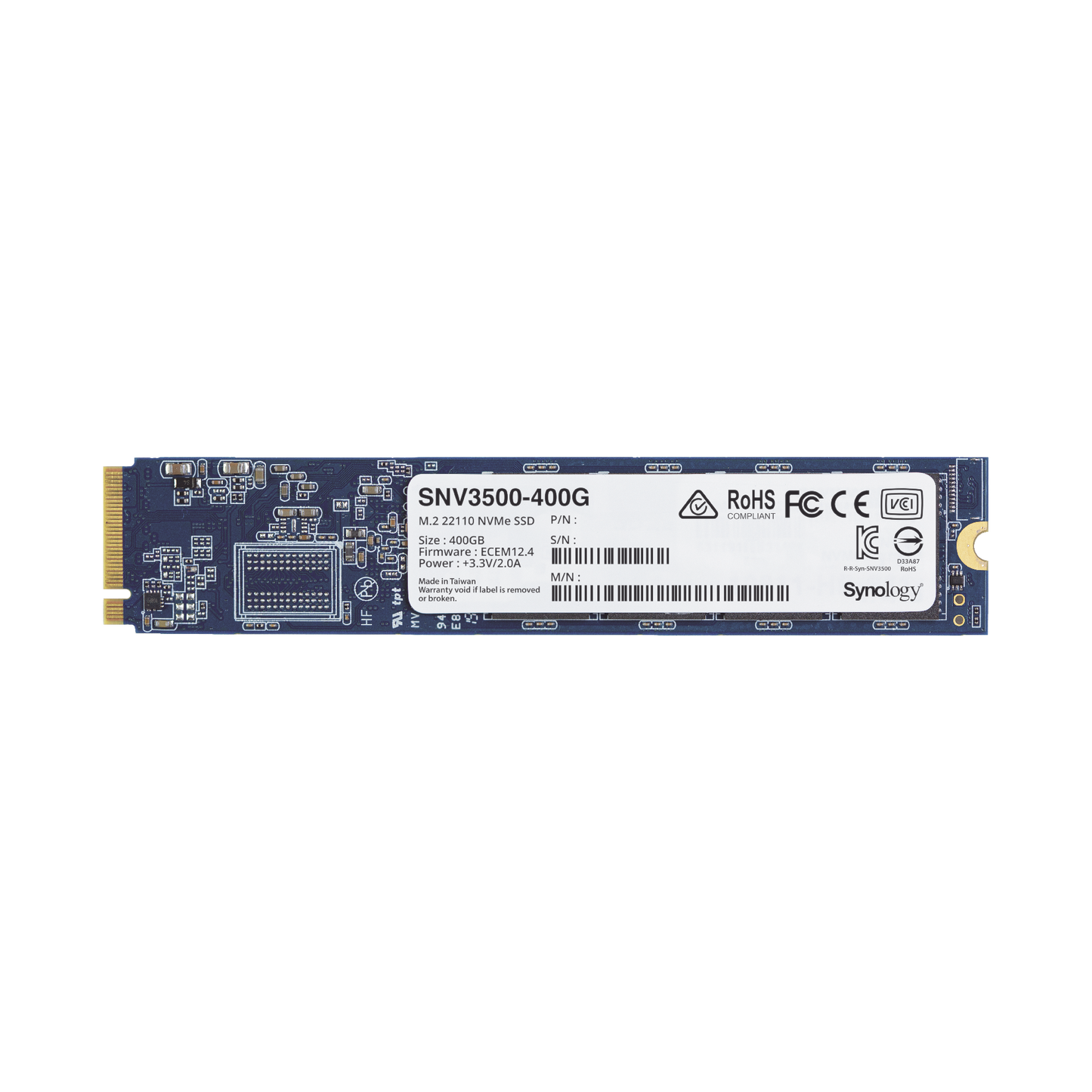 SSD 400GB NVMe M.2 22110, diseÃ±ada para Synology NAS con ranuras M.2 integradas