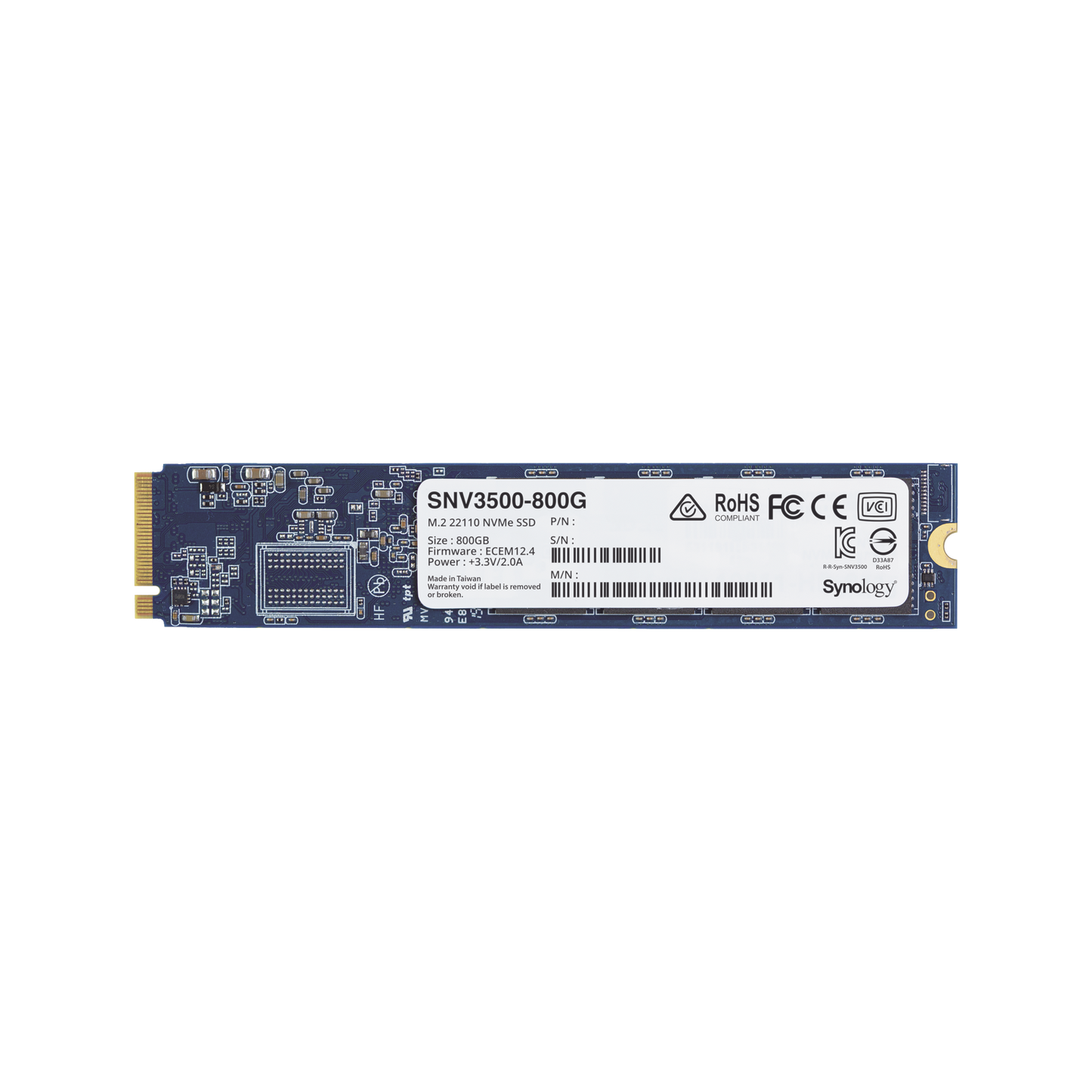 SSD 800GB NVMe M.2 22110, diseÃ±ada para Synology NAS con ranuras M.2 integradas