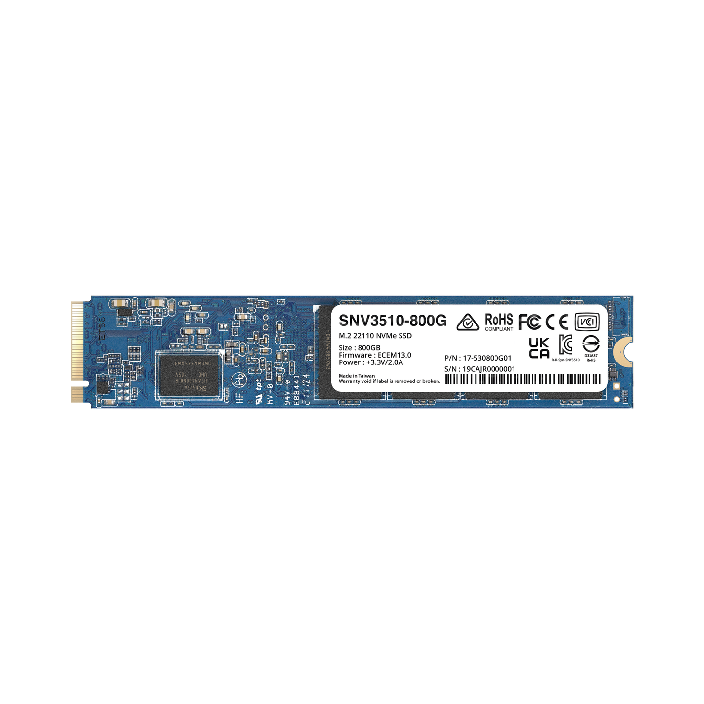 SSD 800GB NVMe M.2 22110, diseÃ±ada para Synology NAS con ranuras M.2 integradas