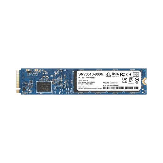 SSD 800GB NVMe M.2 22110, diseÃ±ada para Synology NAS con ranuras M.2 integradas