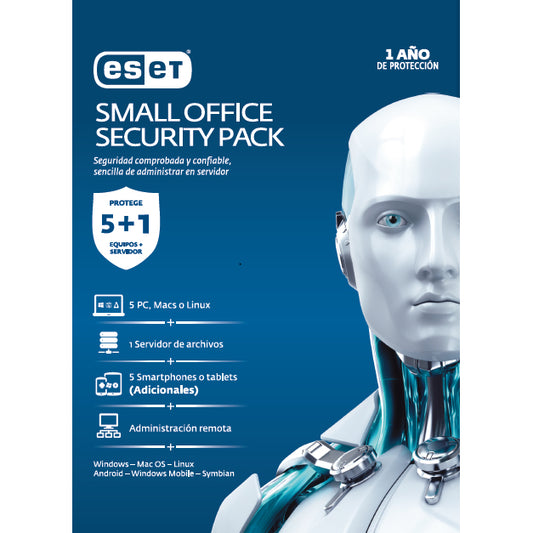 Antivirus ESET Small Office Security Pack, Base, 5 licencias, 1 Año(s), Español, Caja