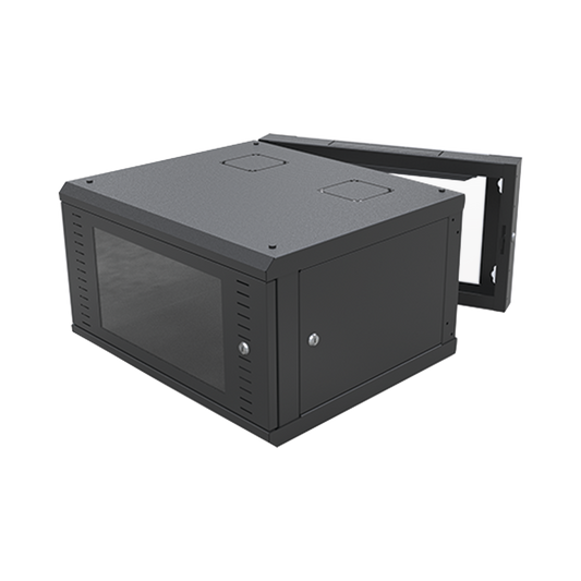 Gabinete Abatible de Pared (Con Marco Trasero) con Rack 19" de 6 Unidades. Ventana de Cristal Templado. | LINKEDPRO BY E