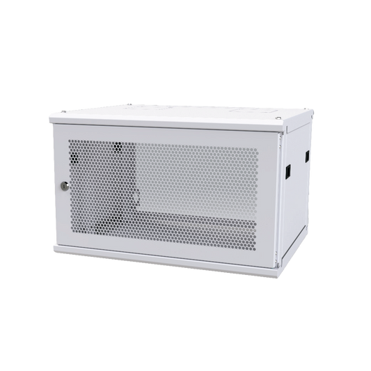 Gabinete de Pared Fijo, Puerta Perforada, Rack 19" de 6 UR (600 x 355 x 523 mm)(An x Al x Prof.) Color Blanco | LINKEDPR