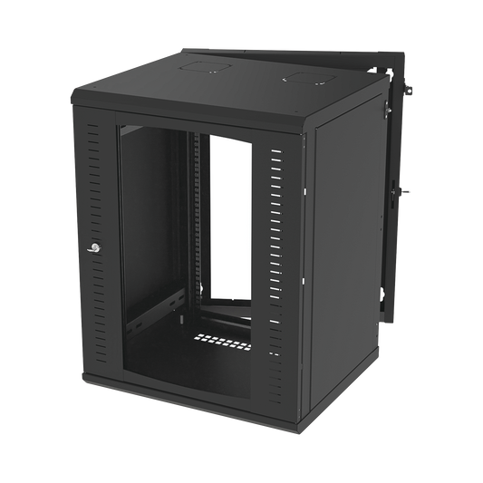 Gabinete Abatible de Pared (Con Marco Trasero) con Rack 19" de 16 Unidades. Ventana de Cristal Templado. | LINKEDPRO BY 