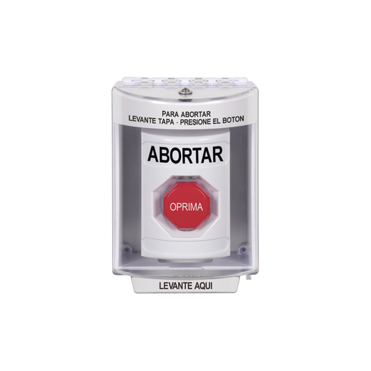 BotÃ³n de Abortar, Bocina de Advertencia Integrada, Texto en EspaÃ±ol, Tapa Protectora de Policarbonato SÃºper Resistente con Espaciador, Restablecimiento con Llave