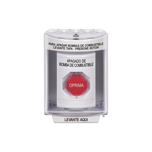 BotÃ³n de Apagado de Bomba de Combustible, Tapa Protectora de Policarbonato SÃºper Resistente con Espaciador, AcciÃ³n Mantenida , Texto en EspaÃ±ol