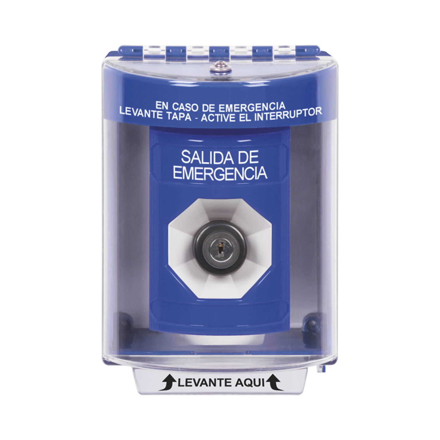 BotÃ³n de Salida de Emergencia, Texto en EspaÃ±ol, Tapa Protectora de Policarbonato SÃºper Resistente, Llave para Activar