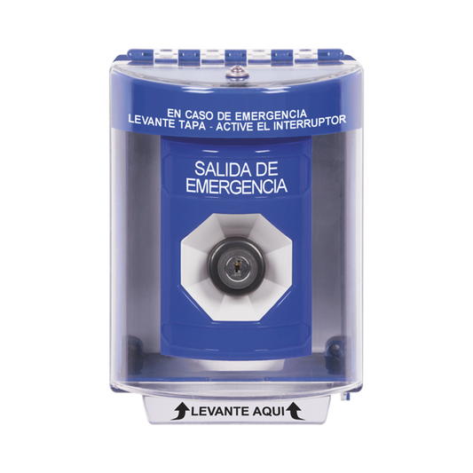 BotÃ³n de Salida de Emergencia, Texto en EspaÃ±ol, Tapa Protectora de Policarbonato SÃºper Resistente, Llave para Activar