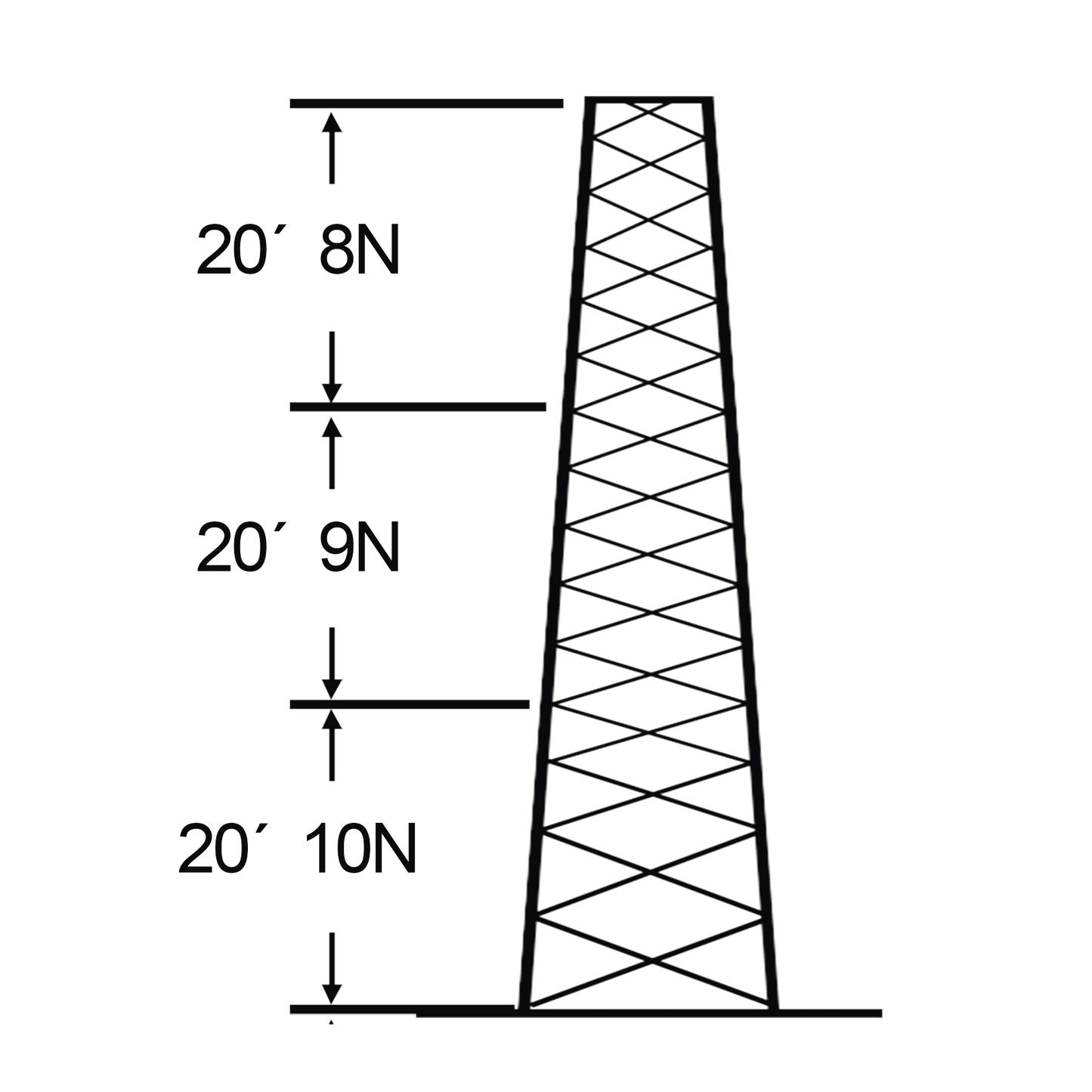 Torre especial Autosoportada Robusta de 18 m. Linea SSV HEAVY DUTY (Sec. 8 - 10)