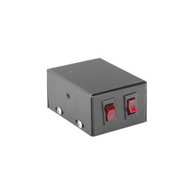 Gabinete metÃ¡lico con 2 interruptores iluminados para barra de luces