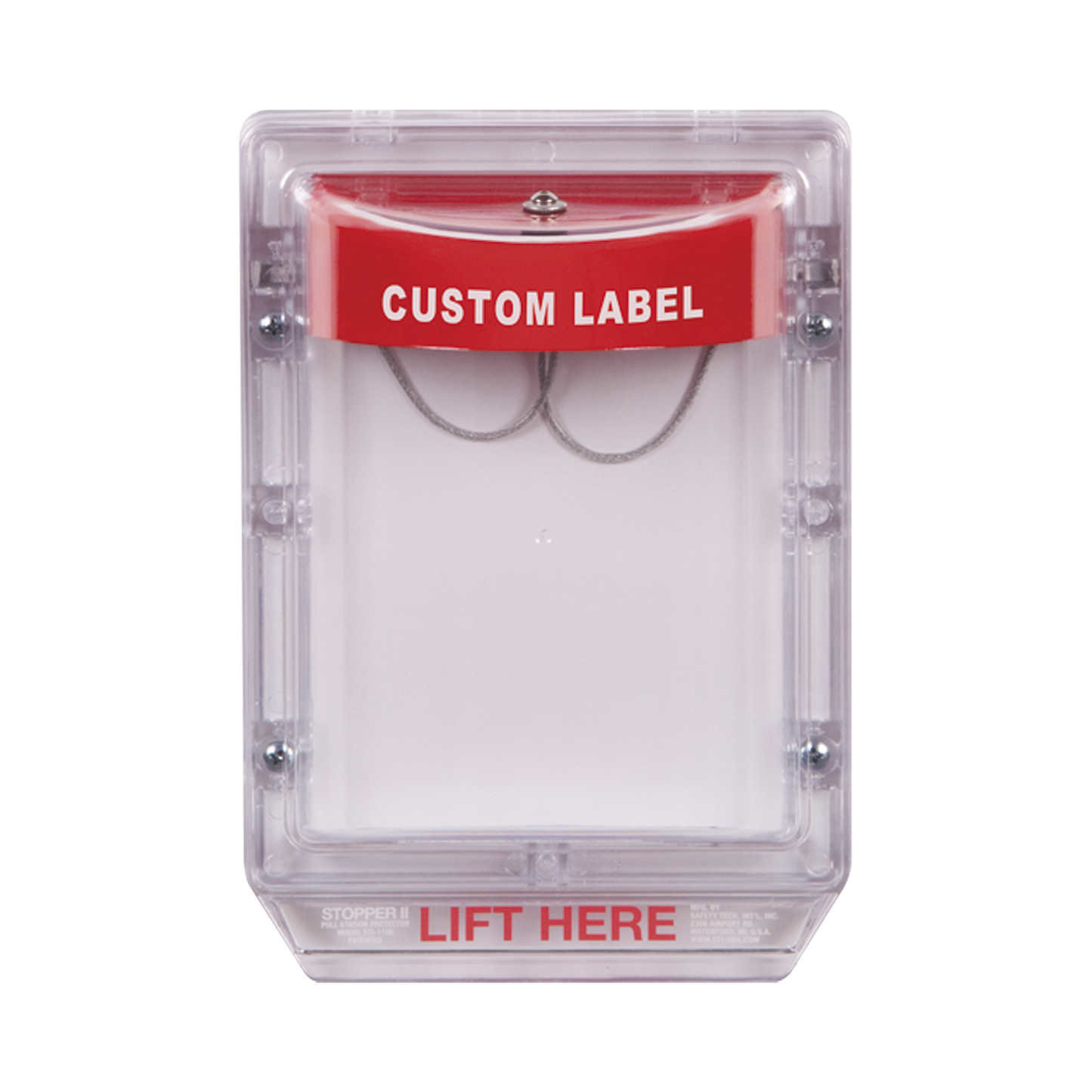 Cubierta Protectora de Policarbonato Serie Stopper IIÂ® , Con Bocina, Sin Espaciador, Montaje Empotrado, Etiqueta Personalizada