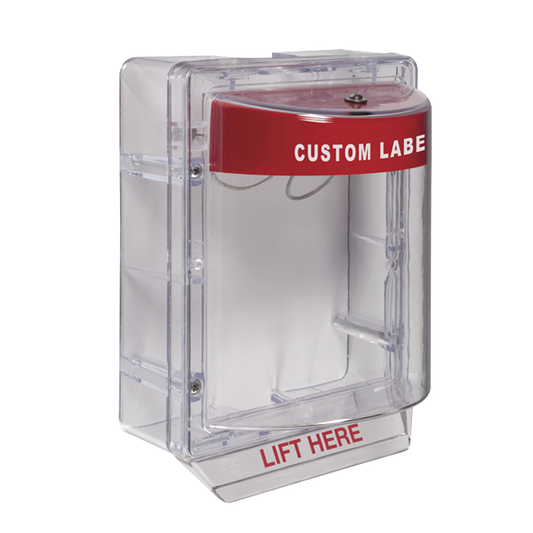 Cubierta Protectora Serie Stopper IIÂ® De Policarbonato, Con Bocina, Espaciador Transparente, Montaje en Superficie, Etiqueta Personalizada