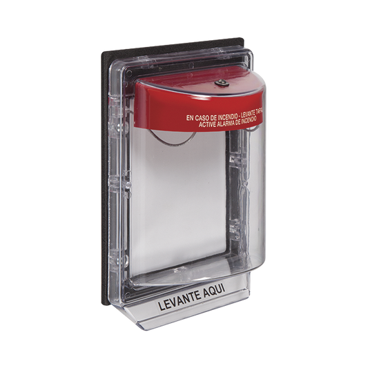 Cubierta Protectora Serie Stopper IIÂ® De Policarbonato, Con Alarma, Montaje en Superficie, Interior/Exterior, Etiqueta en EspaÃ±ol