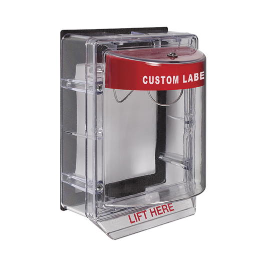 Cubierta Protectora de Policarbonato Serie Stopper II® , Con Bocina, Con Espaciador, Montaje Empotrado, Etiqueta Personalizada