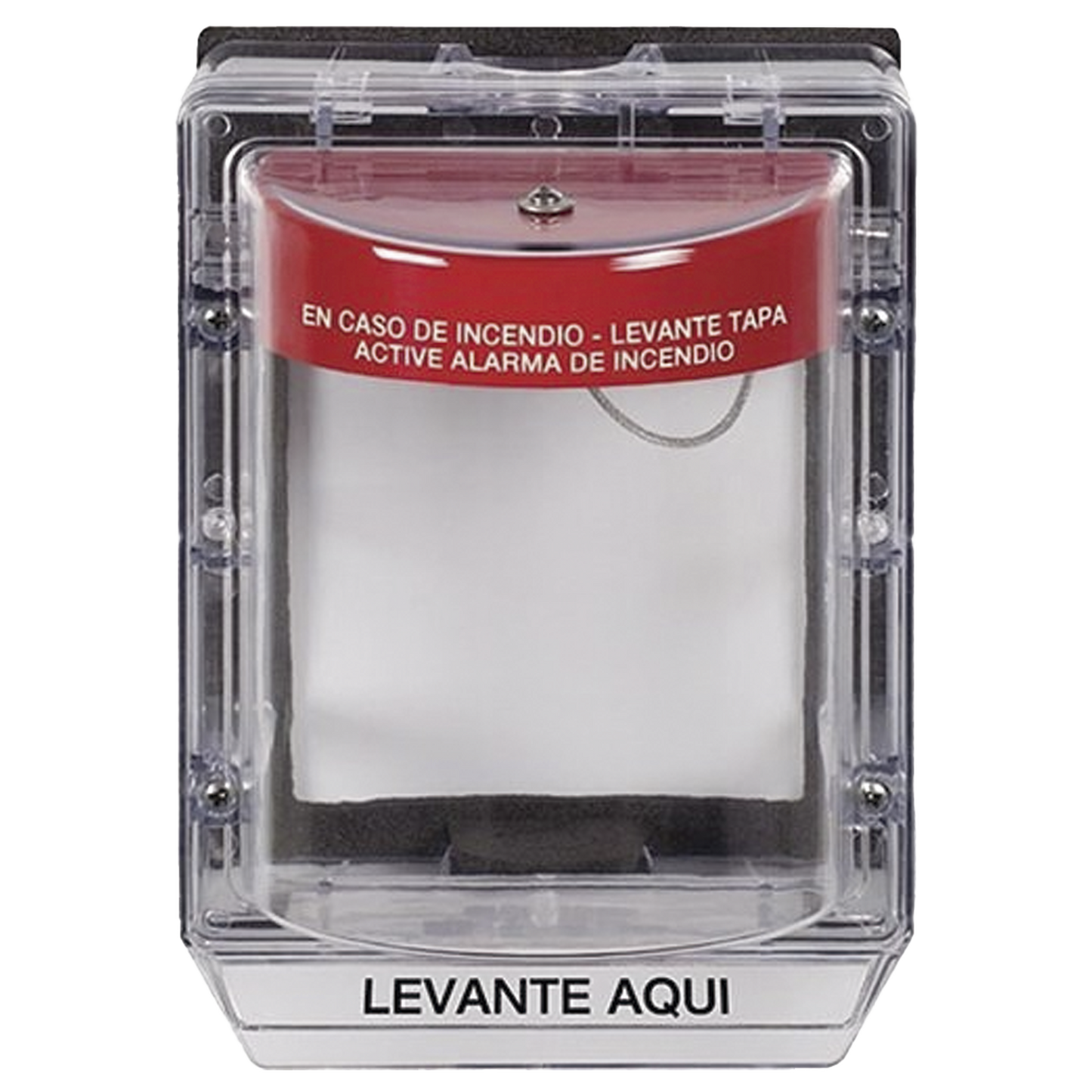 Cubierta Protectora de Policarbonato Serie Stopper IIÂ® , Con Bocina, Con Espaciador, Montaje Empotrado, Etiqueta en EspaÃ±ol, IP54