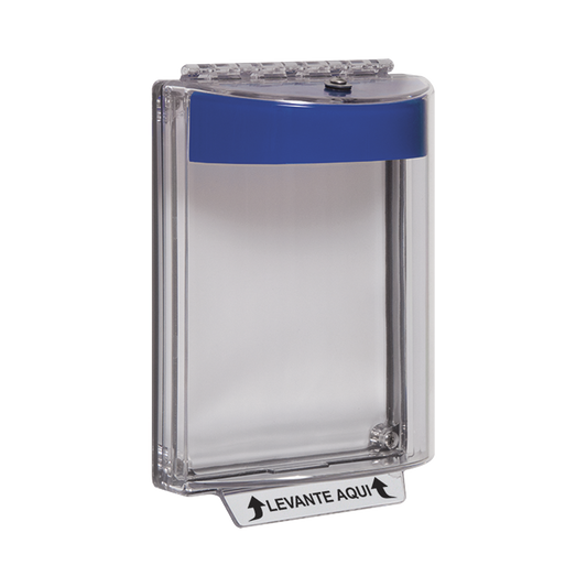 Cubierta universal transparente con mensaje de incendio en Español