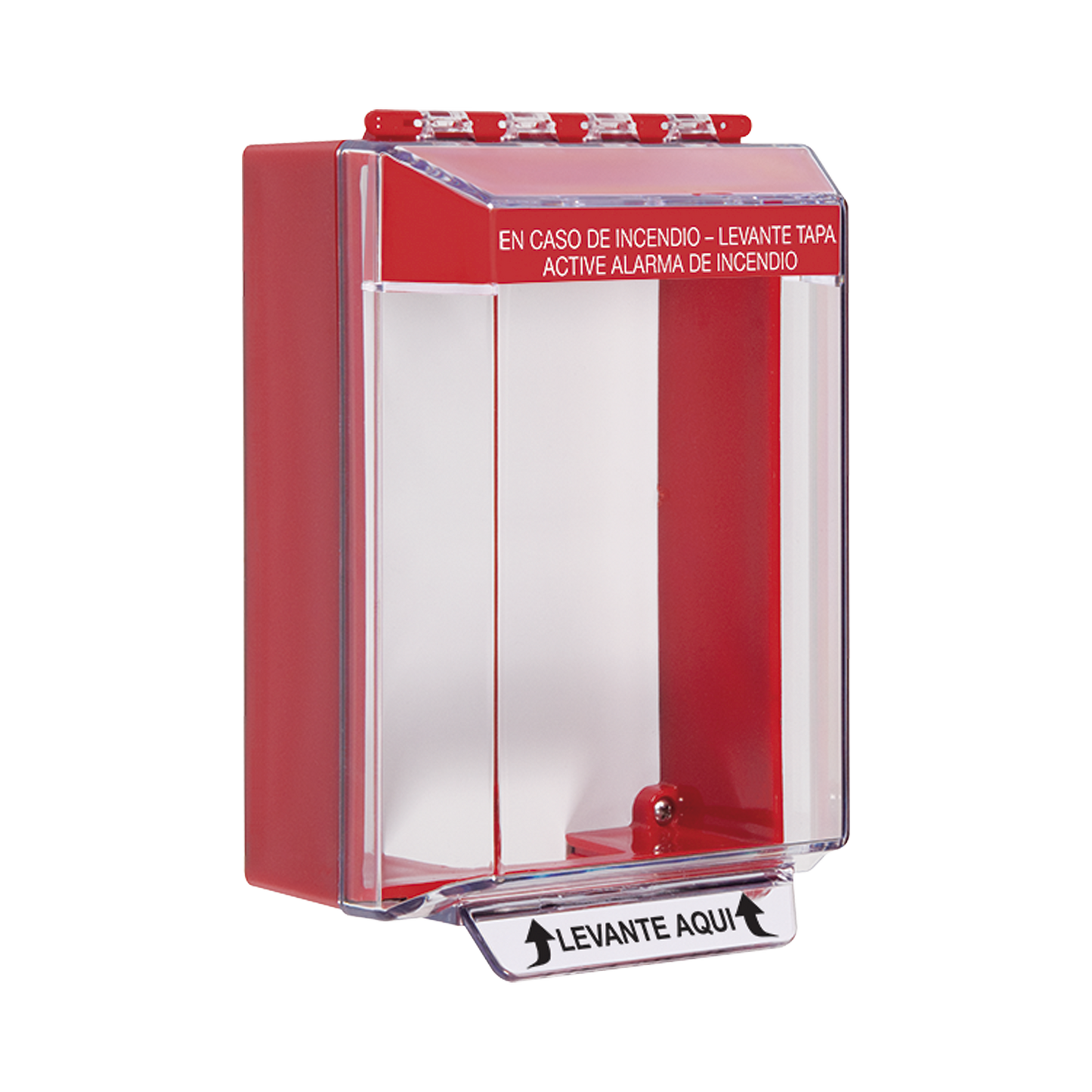 Cubierta Universal De Montaje Superficial, Con Espaciador 1.46", Serie Universal StopperÂ® Texto De Incendio En EspaÃ±ol