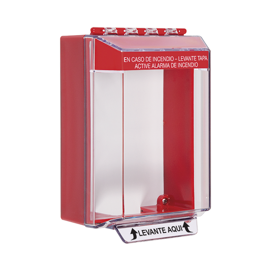 Cubierta Universal De Montaje Superficial, Con Espaciador 1.46", Serie Universal StopperÂ® Texto De Incendio En EspaÃ±ol