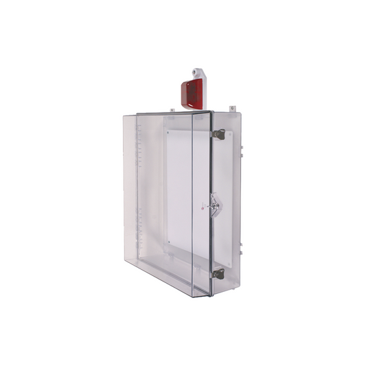 Gabinete Grande de Policarbonato Transparente SÃºper Resistente con Sirena/Estrobo y Cerradura con Llave
