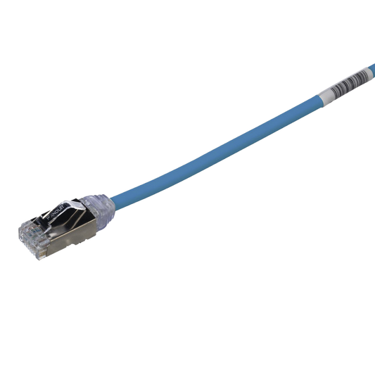 Patch Cord Cat6A, Diametro Reducido 28 AWG, Blindado S/FTP, CM/LS0H, 0.20 m, Color Azul | PANDUIT