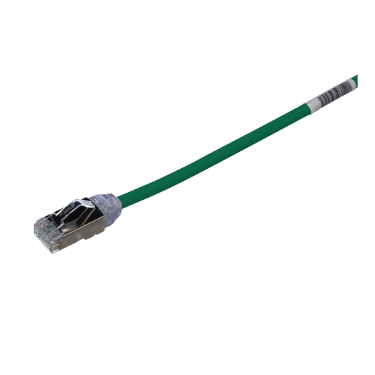 Patch Cord Cat6A, Diametro Reducido 28 AWG, Blindado S/FTP, CM/LS0H, 20 cm, Color Verde | PANDUIT