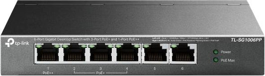 Switch Gigabit de sobremesa de 6 puertos con PoE+ de 3 puertos y PoE++ de 1 puerto