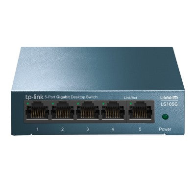 Switch De 5 Puertos Gigabit Tp-Link Ls105G Para Escritorio Plug And Play Con Carcasa De Acero