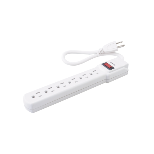 Multicontacto con cable 30 cm. 6 tomas 127 Vca lÃ­nea, tierra, neutro 15 A max.