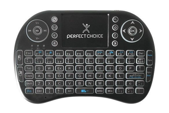 Mini Teclado PERFECT CHOICE PC-201007, QWERTY, Negro, Universal, Inalámbrico